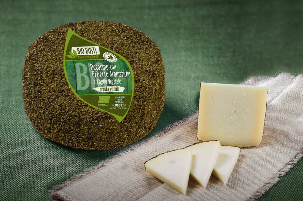 Pecorino Bio with Aromatic Herbs and Vegetable Edible Rind Busti